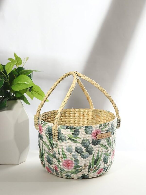Natural Raffia Storage Bin Basket
