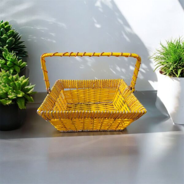 Medium Square Multipurpose Natural Storage Baskets with Handle, Portable Water Hyacinth Totes