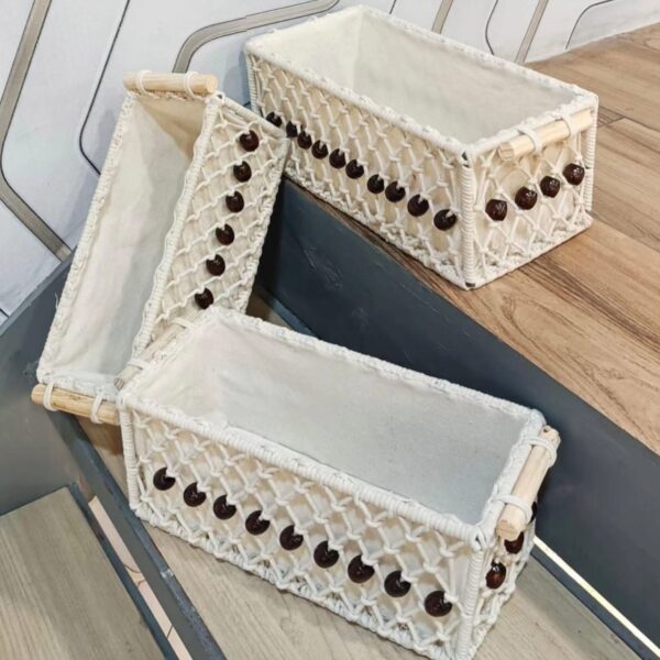 White Rattan Storage Basket