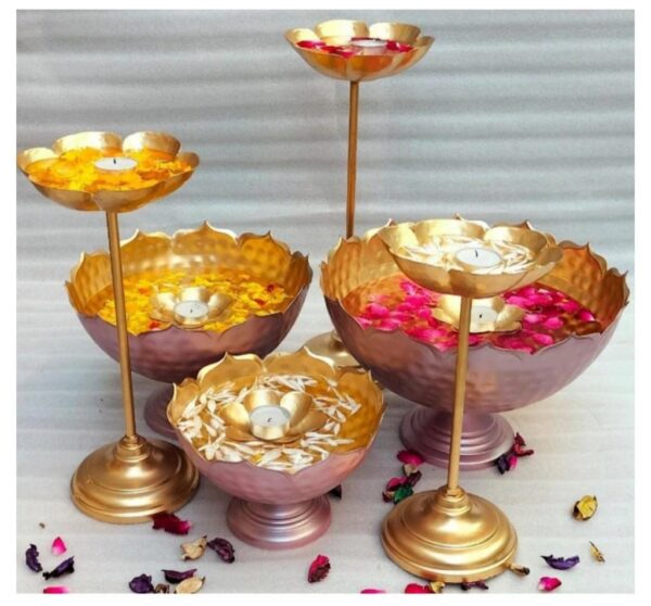 long-lasting Deepam for all-day burning. Brass Table Diya Set
