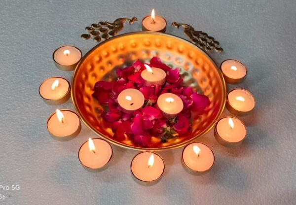 Crystal and Brass Akhand Diya Crystal