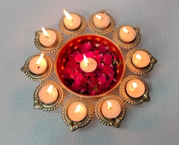 Elegant Centerpiece for Decoration Iron Table Diya Set