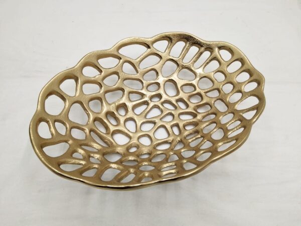 Gold-colored decorative metal bowl