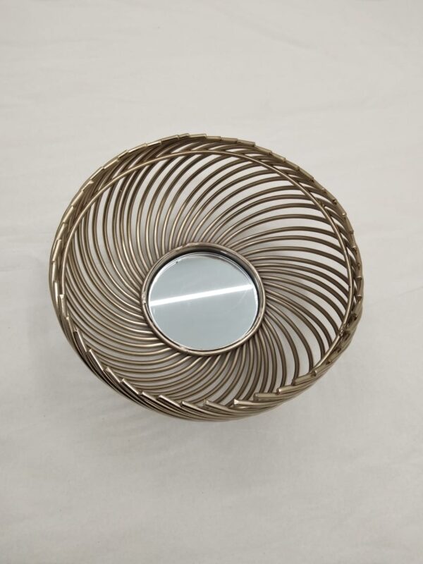 Decorative metal wire basket with a mirror base
