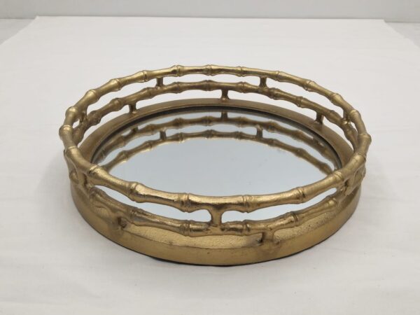 Bamboo-Inspired Mirrored Metal Tray