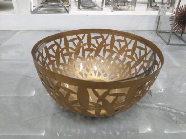 Pure Brass Embossed Design Small Beaded Bowl
