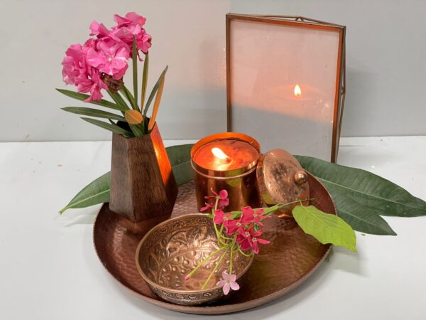 KridayKraft Metal Pooja Thali with Diya for Pooja
